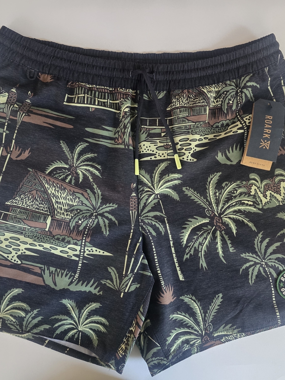 Roark Men's Navy Tropical Print Swim Trunks